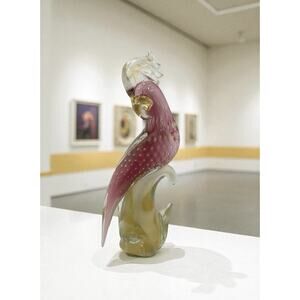 Murano Glass Pink Parrot Signed Sandro Frattin #21/500 11" Tall 1960s Italy